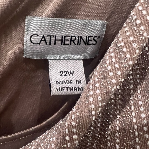 Catherines Beige Metallic Gown 22W Striped Metallic Top Sleeveless Maxi - Picture 3 of 3